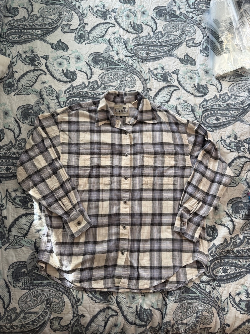 Levi's Strauss & co Silver Tab Button-Down flannel Shirt in Purple & Grey L